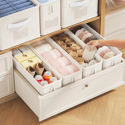 OKEYWOW wardrobe clothes organizer box for underwear storage, space-saving narrow gap basket for closet organization.