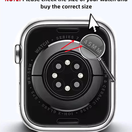 OKEYWOW Apple Watch screen protector case bumper for Series 9 to 4, 40mm to 45mm, made of durable PC with ultra-look finish.