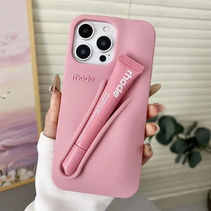 LipCase Silicone Phone Case with Lipstick Holder for iPhone