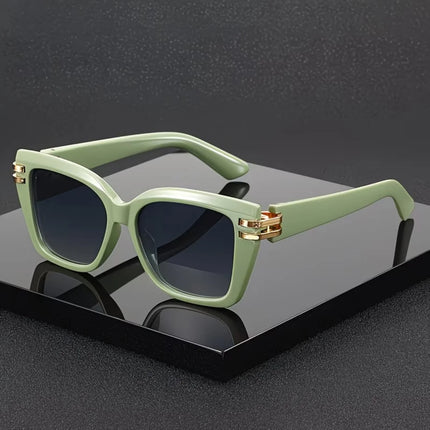 Retro Cat-Eye Metal Accent Sunglasses