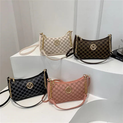 Vintage M Letter Crossbody Bag PU Leather Shoulder Messenger Tote Handbag Purse