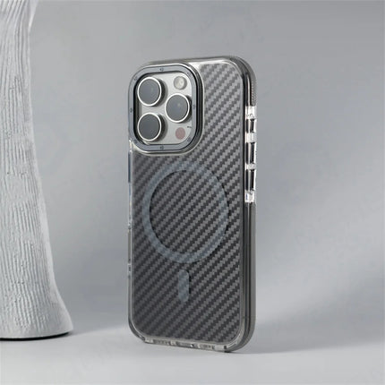 Luxury Carbon Fiber MagSafe Armor Case for iPhone Non-Slip Shockproof Cover