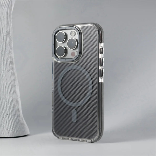 Luxury Carbon Fiber MagSafe Armor Case for iPhone Non-Slip Shockproof Cover