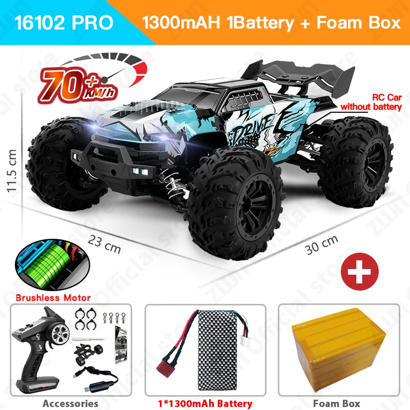 ZWN 1:16 70KM/H Or 50KM/H 4WD RC Car With LED Remote Control Cars High Speed Drift Monster Truck for Kids vs Wltoys 144001 Toys