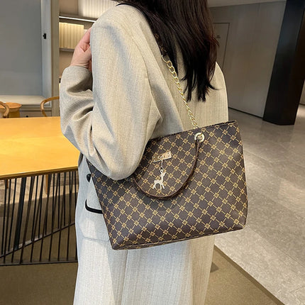 Women Autumn Winter Shoulder Bag Large Capacity Tote Handbag Presbyopic Style
