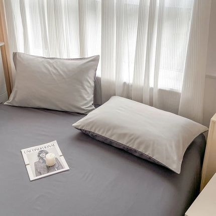 Okeywow solid color brushed fabric bedding set with duvet cover, pillowcases, bed sheet, and quilt cover in various sizes