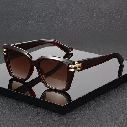 Retro Cat-Eye Metal Accent Sunglasses