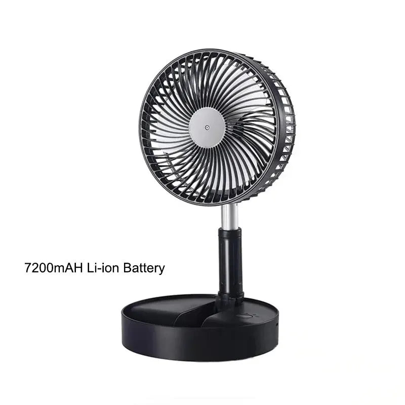 Portable Electric Fan Folding Telescopic Floor Standing USB Rechargeable Mini Brushless Fan for Home Office Air Conditioner