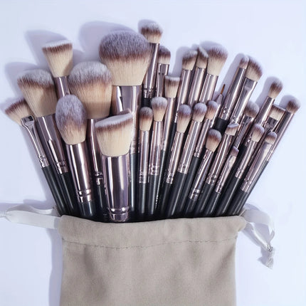 Velora Beauty 30pcs Makeup Brush Set Foundation Concealer Eyeshadow Powder Blush Blending Brushes with Bag