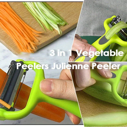 TriCut 3in1 Kitchen Peeler Knife Grater Shredder Multifunction Fruit Vegetable Tool