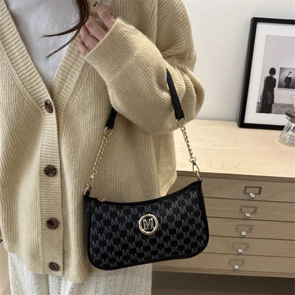 Vintage M Letter Crossbody Bag PU Leather Shoulder Messenger Tote Handbag Purse