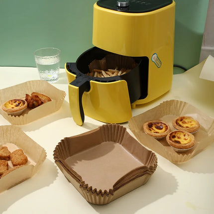 AirFryPro 50pcs Non Stick Disposable Air Fryer Paper Liners Oil Absorbing Baking Pads