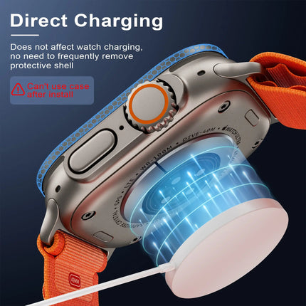 Apple Watch Ultra 3/2 tempered glass metal bumper case by OKEYWOW, 49mm shockproof cover with HD screen protection