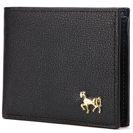 Men's horizontal business wallet by OKEYWOW with zipper coin compartment and credit card slots, multi-functional and compact.