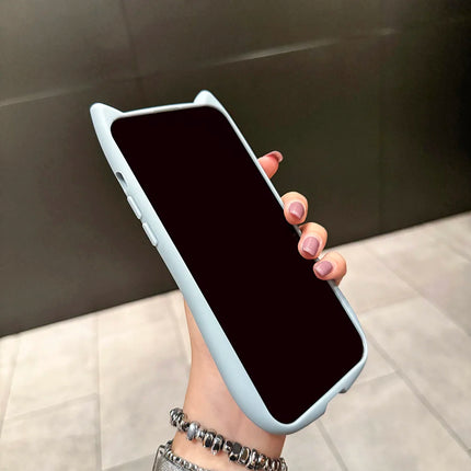 Transparent silicone cat ear iPhone case by OKEYWOW for iPhone 11 to 17, shockproof cover with cute cat ear design.