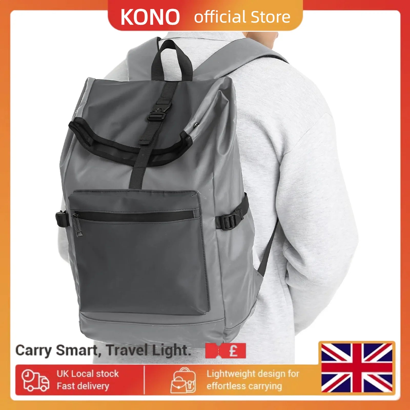 Kono Anti-Theft Laptop Backpack - 15.6" Water-Resistant Work Bag for Men & Women, Business Travel & School Daypack