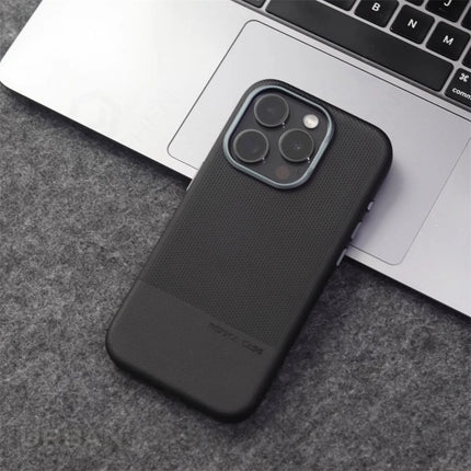 Color Block Leather MagSafe Case for iPhone 17/16/15/14/13 Pro Max Alloy Lens Shockproof Cover