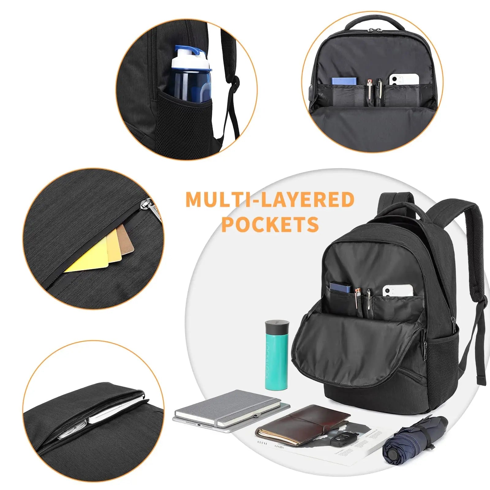 Travel Laptop Backpack with USB Port - Water Resistant 15.6 Inch Computer Bag for Work, School & Casual Use (Men/Women)