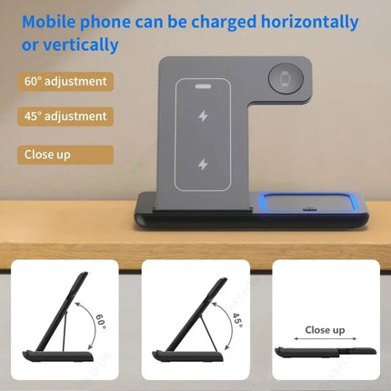FoldMate 3in1 30W Wireless Charging Station for iPhone 17–12 Pro Max Watch AirPods Fast Dock