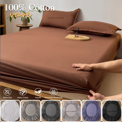 OKEYWOW cotton fitted sheet with elastic for non-slip mattress cover in 90x200cm and 160x200cm sizes on a bed