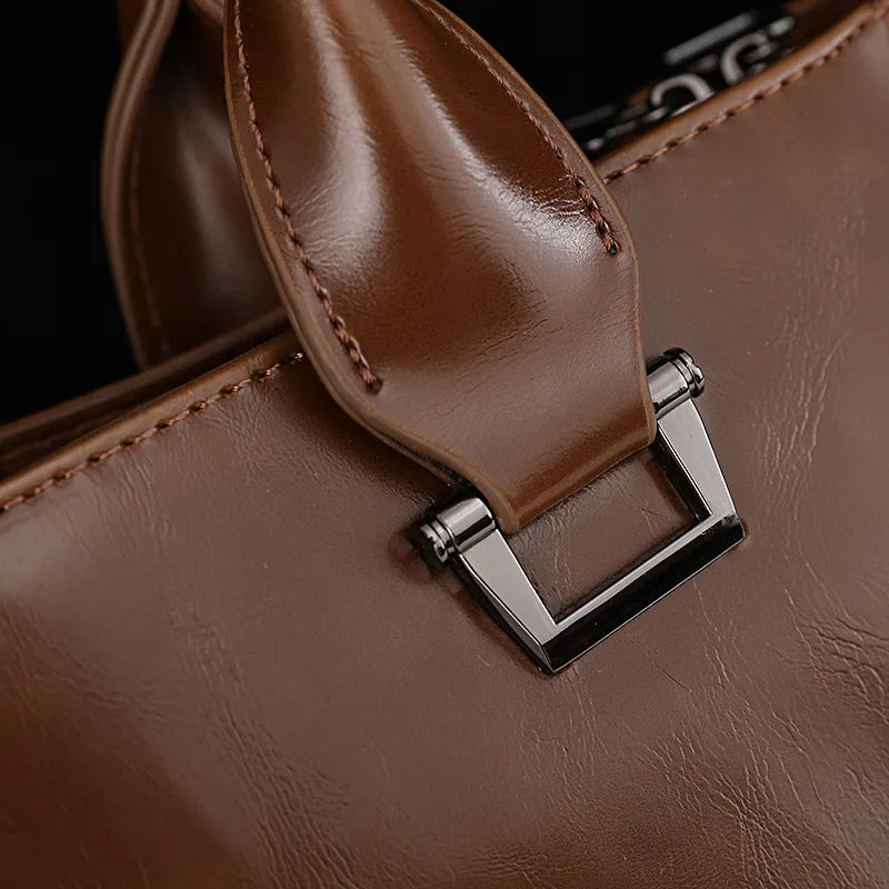 Men's Bag Luxury Business Office Laptop Bags PU Leather Men Briefcase Large Capacity Man Handbag Salesman WorkCrossbody Bag