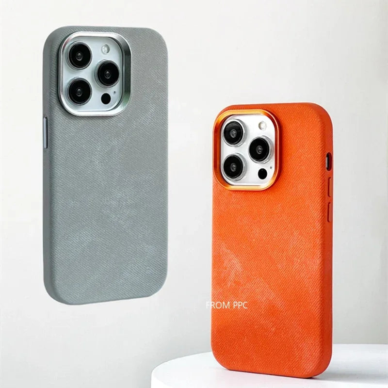 Flannel Magnetic Phone Case for iPhone 17 Pro Max 15 16 Matte Wireless Charging Magsafe Back Cover Microfiber Cloth Shell Fundas