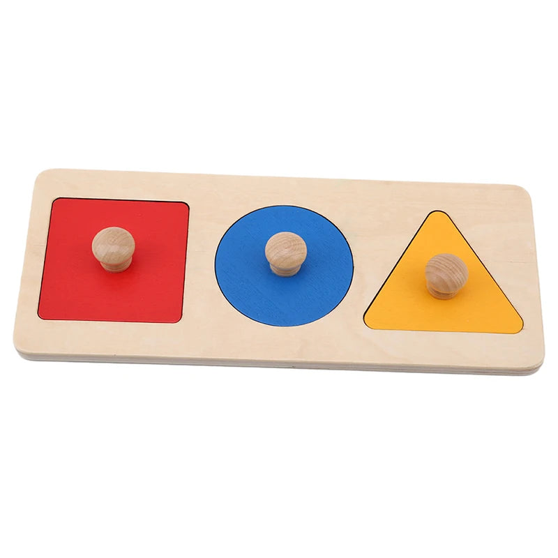 Montessori Wooden Puzzle Toys: Geometric Shapes Sorting Math Colorful Preschool Learning Educational Game for Baby and Toddler