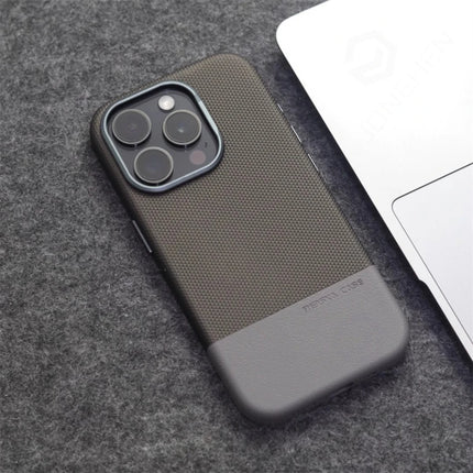 Color Block Leather MagSafe Case for iPhone 17/16/15/14/13 Pro Max Alloy Lens Shockproof Cover