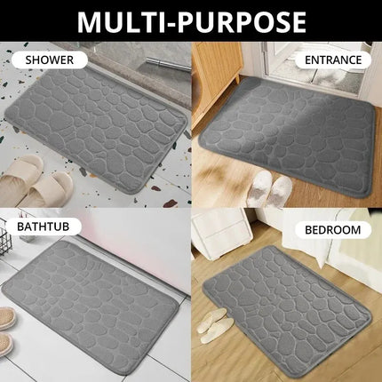 StoneWeave Embossed Fiber Anti Slip Mat Pebble Style Carpet Bathroom Living Room Floor Rug