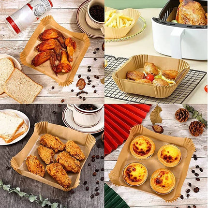 AirBake Square Air Fryer Liners 23cm Non Stick Disposable Parchment Cooking Paper