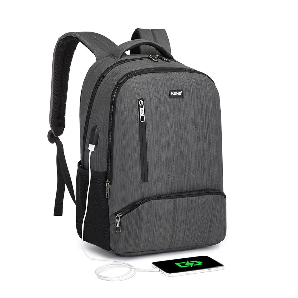 Travel Laptop Backpack with USB Port - Water Resistant 15.6 Inch Computer Bag for Work, School & Casual Use (Men/Women)