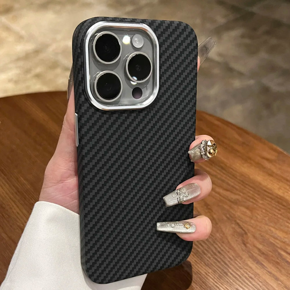Luxury Carbon Fiber Pattern for Magsafe Magnetic Case for iPhone 15 14 Plus 13 12 11 Pro Max Wireless Charge Hard PC Matte Cover