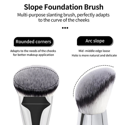 Velora Beauty 4pcs Makeup Brush Set Flat Top Foundation Angled Contour Dense Bristles