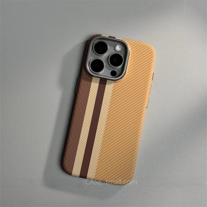 Relief Carbon Fiber MagSafe Case for iPhone 15 Pro Max 16 17 Pro Phone Cover Camera Metal Lens Protective Shell Hard PC Fundas