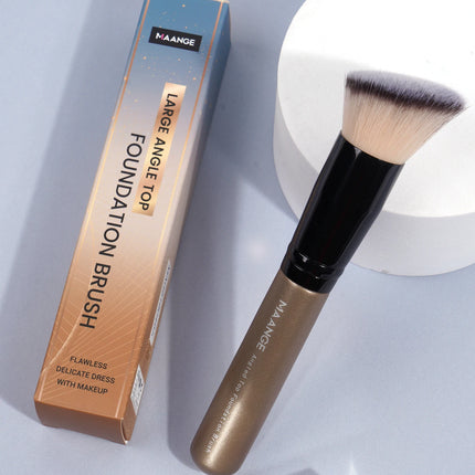 Velora Beauty 2pcs Kabuki Makeup Brush Set Flat Angled Foundation Powder Blush Soft Bristles