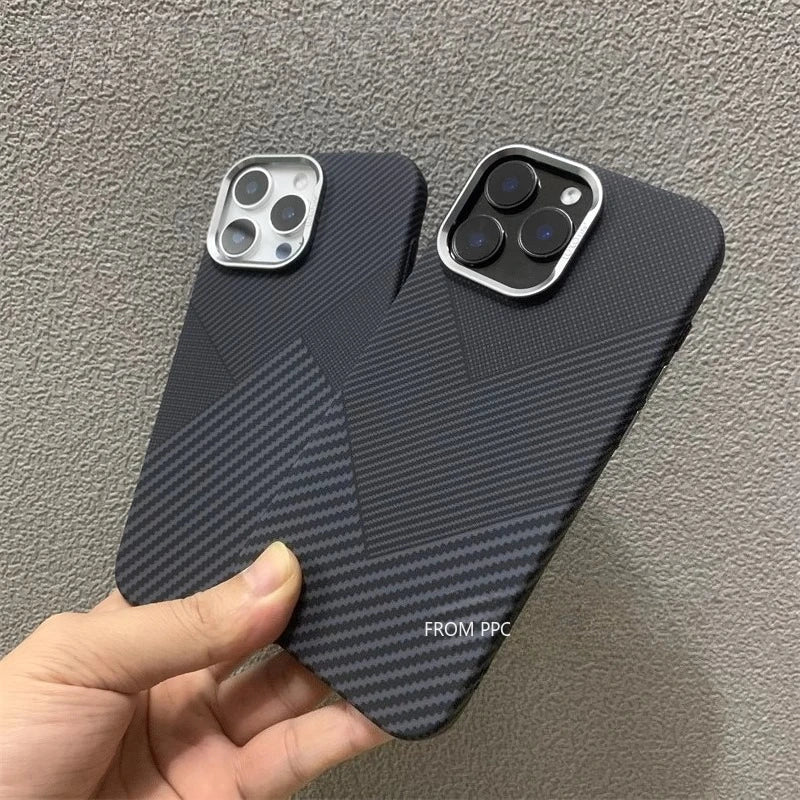 Geometric Triangle Armor Magnetic Case for iPhone 15 16 17 Pro Max Both Shades Carbon Matte Cover Camera Frame Shockproof Shell