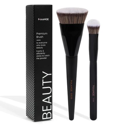 Velora Beauty 2pcs Flawless Makeup Brush Flat Angled Foundation Contour Concealer Tool