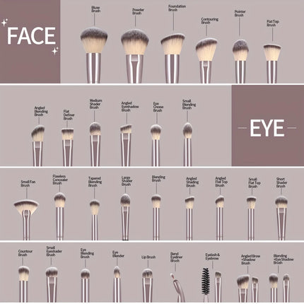 Velora Beauty 30pcs Makeup Brush Set Foundation Concealer Eyeshadow Powder Blush Blending with Bag
