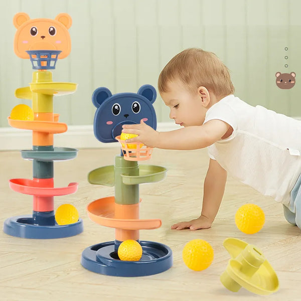 Montessori Baby Toy for 0-36 Months: Track Rolling Ball Push Pop Sliding Ball for Early Education & Sensory Development