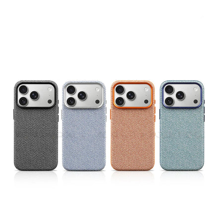 Heritage Weave PU Leather MagSafe Case for iPhone 17/16/15 Pro Max Alloy Lens Wireless Cover
