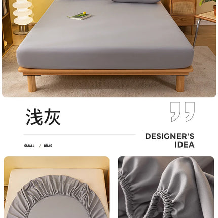 OKEYWOW solid color fitted sheet for mattress, elastic bedsheet in single, double, queen sizes with 140x190 and 200x220 dimensions