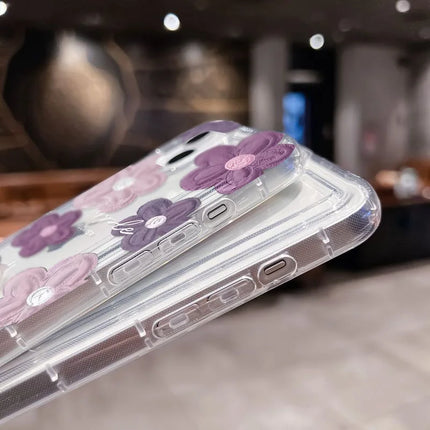 OKEYWOW iPhone flower oil painting shockproof soft back cover for models 11 to 16/15/14/13/12/11 Pro Max XR XS SE, featuring floral artwork.