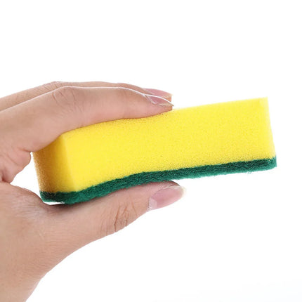 Okeywow Kitchen Nano Emery Dish Sponge for rust stain removal, shown in a pack of multiple cleaning sponges with abrasive surface.