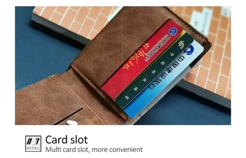 Men Short Wallet with Zipper Coin Pocket Fashion Soft Leather Men Horizontal Slim Money Purses Multifunctional Small Wallets