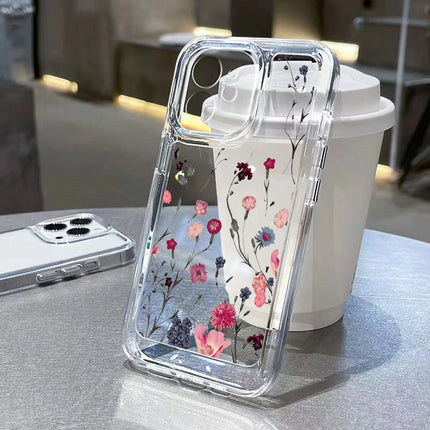 OKEYWOW iPhone flower clear silicone case for iPhone 12, 13, 14, 15 Pro Max, XR, XS, SE with shockproof protection.