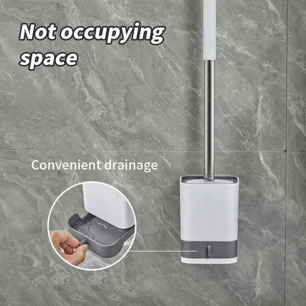 CleanEase Wall-Mounted Toilet Brush with Drainable Holder