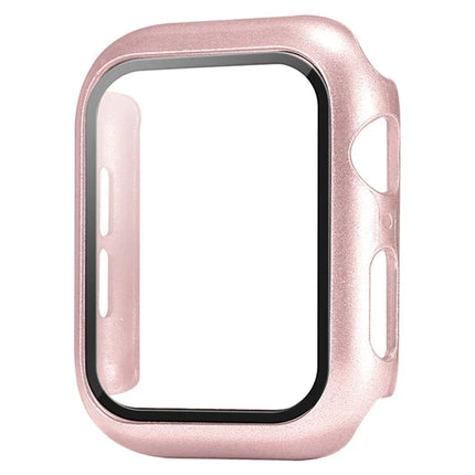 OKEYWOW Apple Watch tempered glass bumper case and screen protector for Series 9 to 4 SE, fits 38mm to 45mm models.