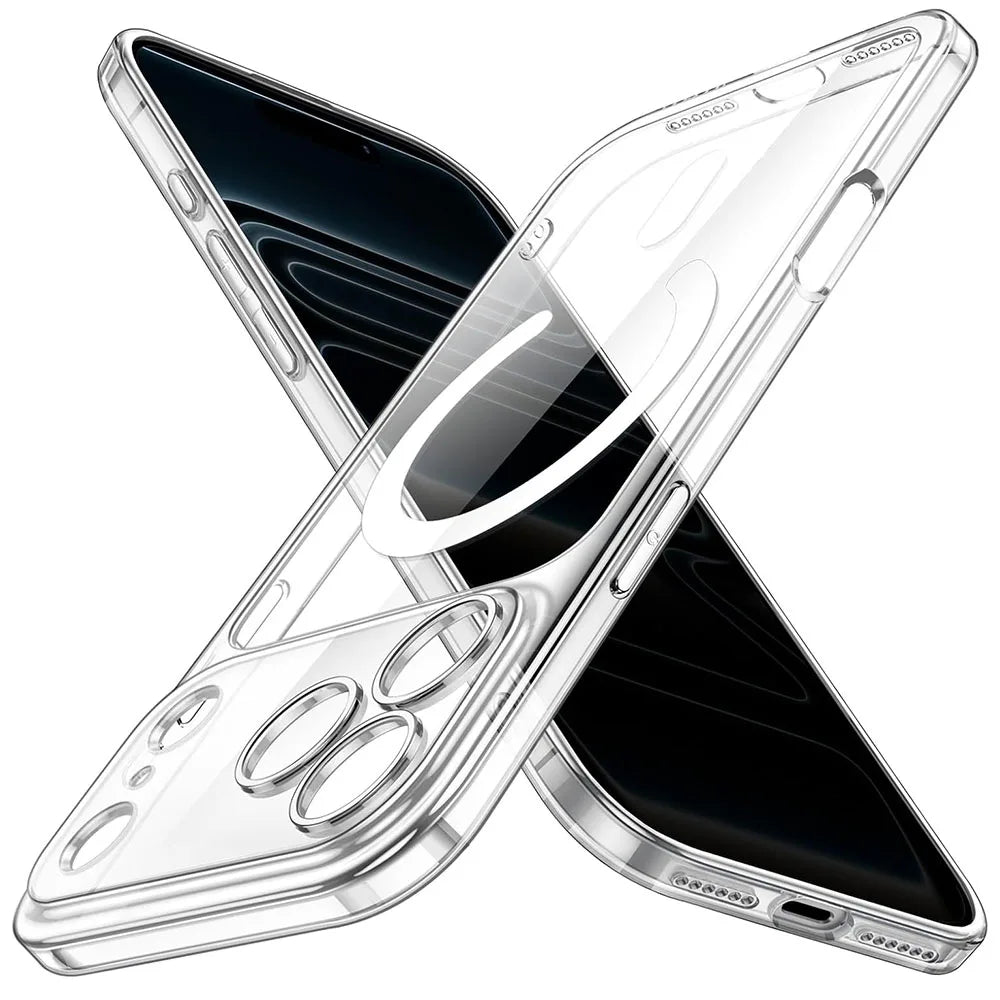 Camera Protection Hybrid MagSafe Case for iPhone 11–17 Series (Air/Plus/Pro Max/16E) – Hard Silicone Magnetic Cover