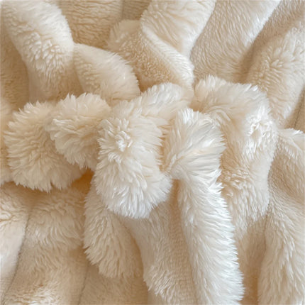 Cozy Stripe Flannel Throw Blanket Waterproof Sofa Bed Cover