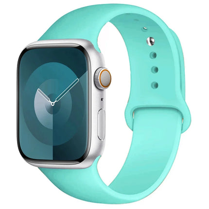 OKEYWOW Apple Watch silicone sport strap for Series 9, Ultra, SE, and Ultra 2 in 38mm to 49mm, flexible and comfortable fitness band.